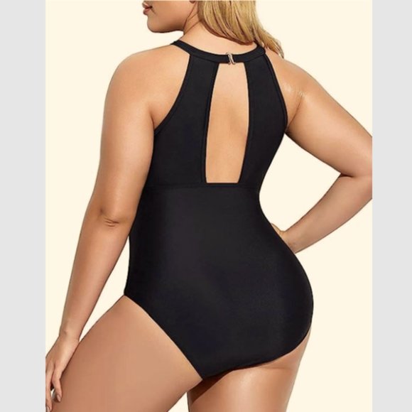 NWT Daci Plus-Size One-Piece Swimsuit with Mesh Cut-Outs, Size 18W - Picture 6 of 8